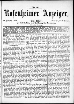 Rosenheimer Anzeiger Donnerstag 5. Februar 1874