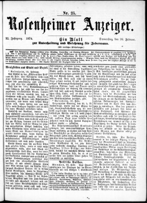 Rosenheimer Anzeiger Donnerstag 26. Februar 1874