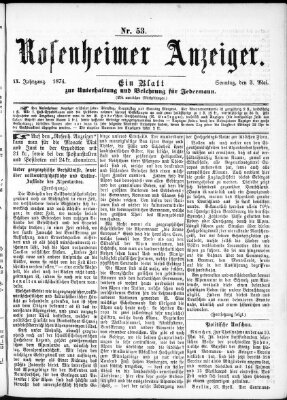 Rosenheimer Anzeiger Sonntag 3. Mai 1874