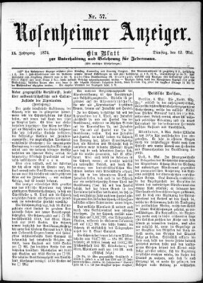 Rosenheimer Anzeiger Dienstag 12. Mai 1874