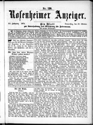 Rosenheimer Anzeiger Donnerstag 29. Oktober 1874