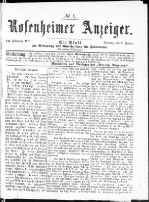 Rosenheimer Anzeiger Sonntag 3. Januar 1875