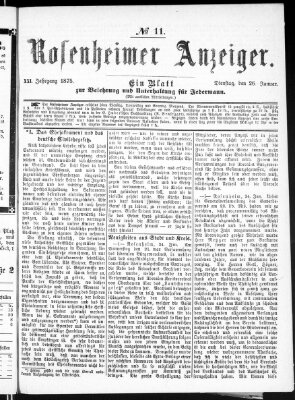 Rosenheimer Anzeiger Dienstag 26. Januar 1875