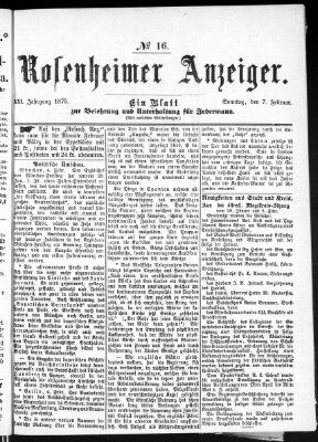Rosenheimer Anzeiger Sonntag 7. Februar 1875