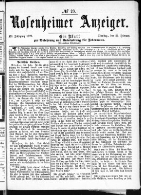 Rosenheimer Anzeiger Dienstag 23. Februar 1875