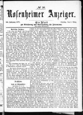 Rosenheimer Anzeiger Dienstag 2. März 1875