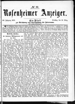 Rosenheimer Anzeiger Dienstag 16. März 1875