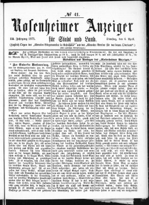 Rosenheimer Anzeiger Dienstag 6. April 1875