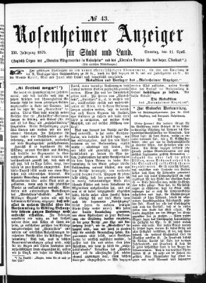 Rosenheimer Anzeiger Sonntag 11. April 1875