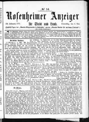Rosenheimer Anzeiger Donnerstag 6. Mai 1875