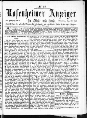 Rosenheimer Anzeiger Donnerstag 27. Mai 1875