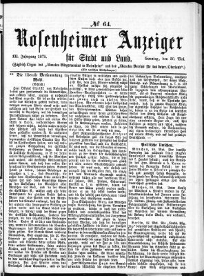 Rosenheimer Anzeiger Sonntag 30. Mai 1875