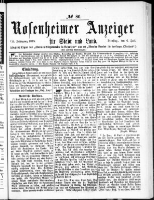 Rosenheimer Anzeiger Dienstag 6. Juli 1875