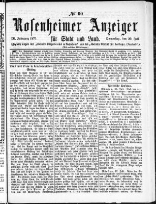 Rosenheimer Anzeiger Donnerstag 29. Juli 1875