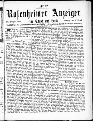 Rosenheimer Anzeiger Dienstag 3. August 1875