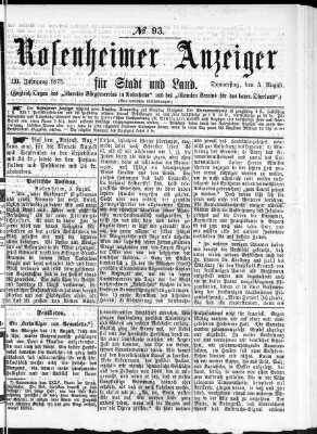 Rosenheimer Anzeiger Donnerstag 5. August 1875