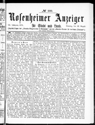 Rosenheimer Anzeiger Sonntag 22. August 1875