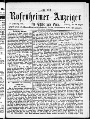 Rosenheimer Anzeiger Sonntag 29. August 1875