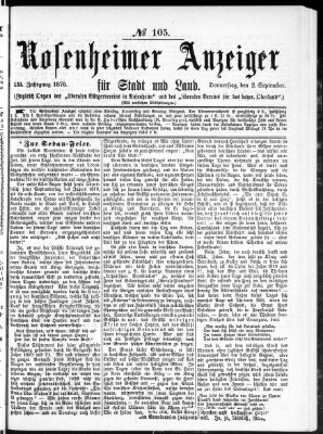 Rosenheimer Anzeiger Donnerstag 2. September 1875