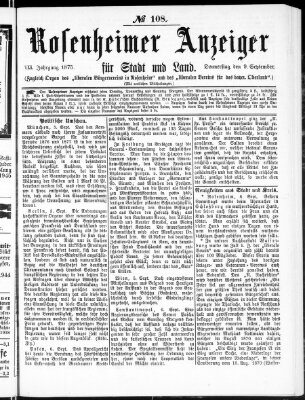 Rosenheimer Anzeiger Donnerstag 9. September 1875