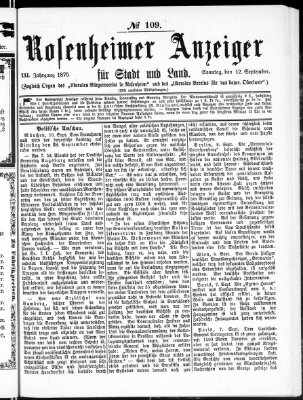 Rosenheimer Anzeiger Sonntag 12. September 1875