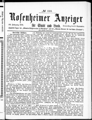 Rosenheimer Anzeiger Donnerstag 16. September 1875