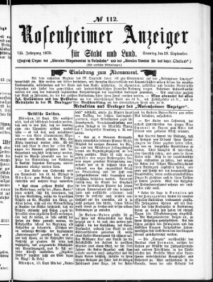 Rosenheimer Anzeiger Sonntag 19. September 1875
