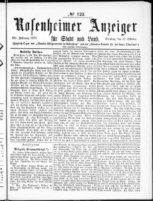 Rosenheimer Anzeiger Dienstag 12. Oktober 1875
