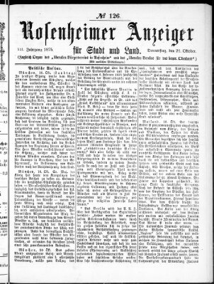 Rosenheimer Anzeiger Donnerstag 21. Oktober 1875