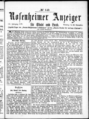 Rosenheimer Anzeiger Sonntag 28. November 1875