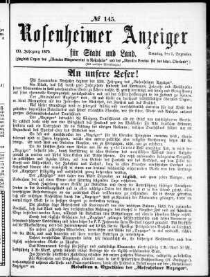 Rosenheimer Anzeiger Sonntag 5. Dezember 1875