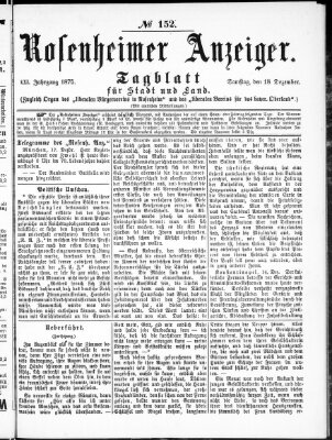 Rosenheimer Anzeiger Samstag 18. Dezember 1875