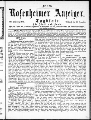 Rosenheimer Anzeiger Mittwoch 22. Dezember 1875