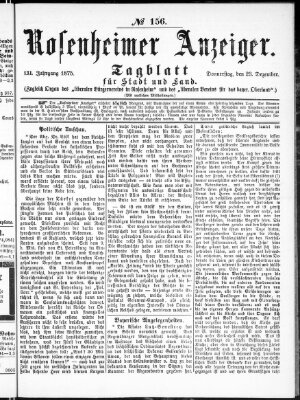 Rosenheimer Anzeiger Donnerstag 23. Dezember 1875
