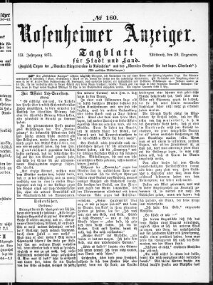 Rosenheimer Anzeiger Mittwoch 29. Dezember 1875