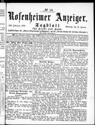 Rosenheimer Anzeiger Mittwoch 19. Januar 1876