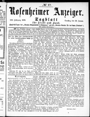 Rosenheimer Anzeiger Samstag 22. Januar 1876