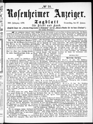 Rosenheimer Anzeiger Donnerstag 27. Januar 1876