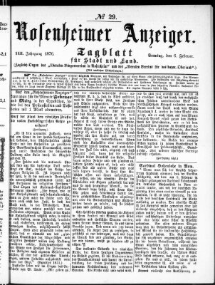 Rosenheimer Anzeiger Sonntag 6. Februar 1876