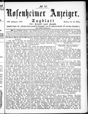 Rosenheimer Anzeiger Freitag 10. März 1876