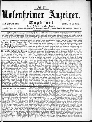 Rosenheimer Anzeiger Freitag 28. April 1876