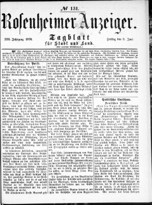 Rosenheimer Anzeiger Freitag 9. Juni 1876