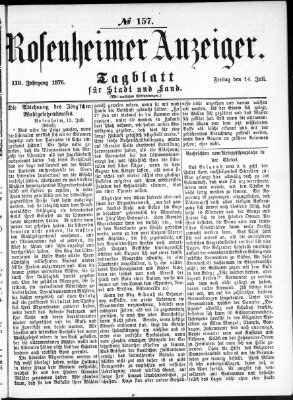 Rosenheimer Anzeiger Freitag 14. Juli 1876