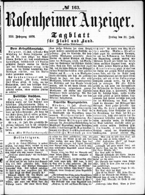 Rosenheimer Anzeiger Freitag 21. Juli 1876