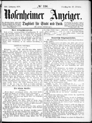 Rosenheimer Anzeiger Dienstag 17. Oktober 1876