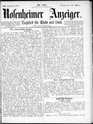 Rosenheimer Anzeiger Dienstag 24. Oktober 1876