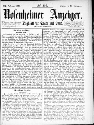 Rosenheimer Anzeiger Freitag 10. November 1876