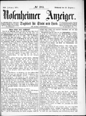 Rosenheimer Anzeiger Mittwoch 13. Dezember 1876