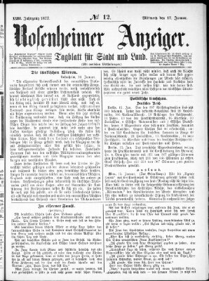 Rosenheimer Anzeiger Mittwoch 17. Januar 1877