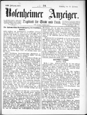Rosenheimer Anzeiger Dienstag 13. Februar 1877
